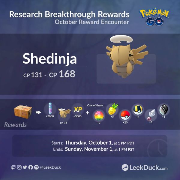 Shedinja ultimo sello recompensa investigación Pokemon Go