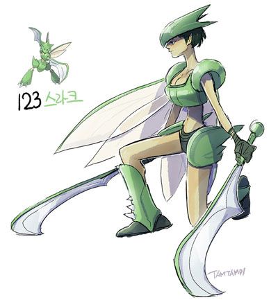 Scyther en versión humana